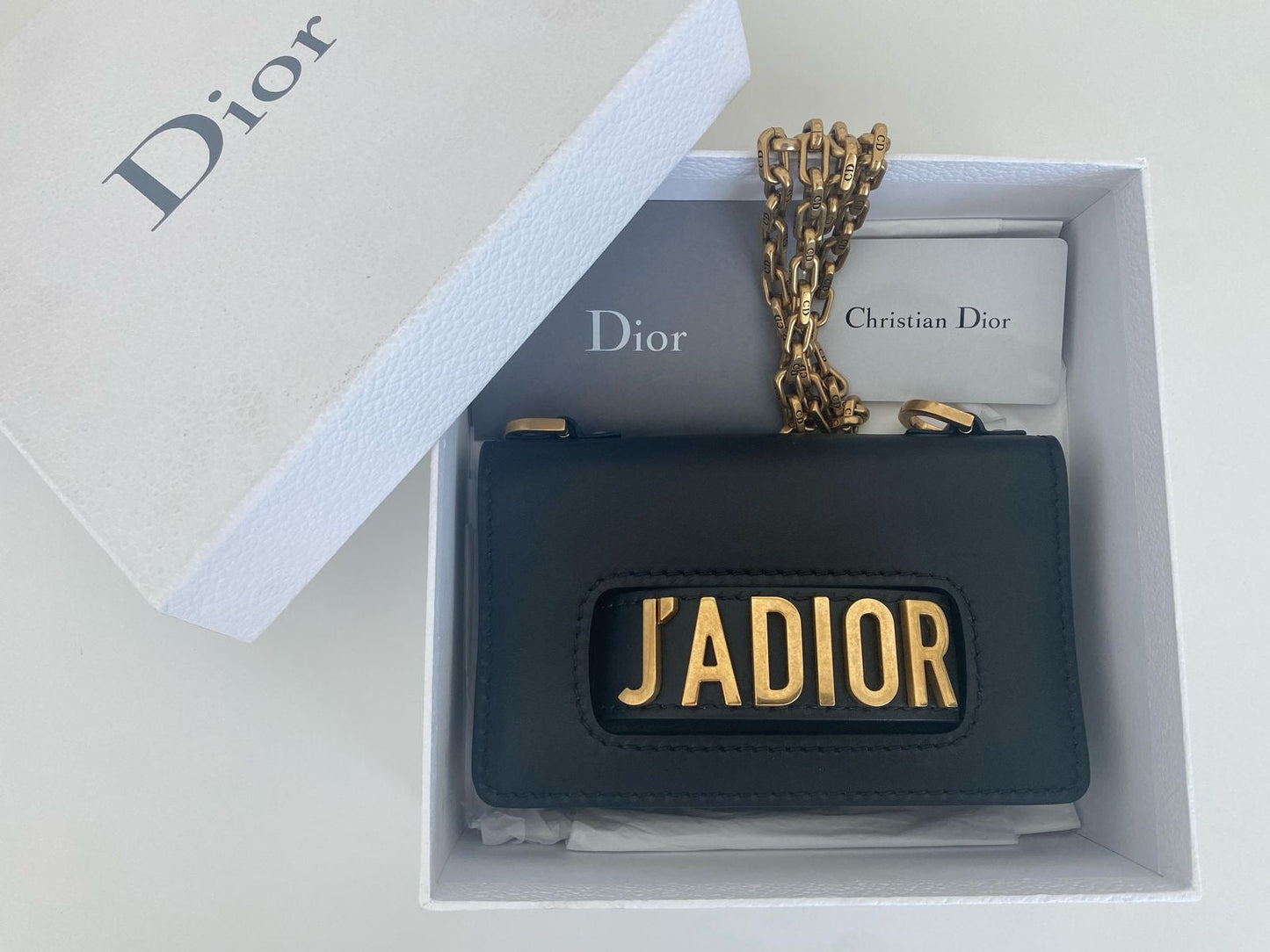 Christian Dior J’ADIOR Wallet on Chain (WOC) – Black Leather & Gold Hardware