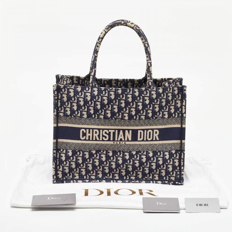 Dior Navy Blue Oblique Medium Book Tote