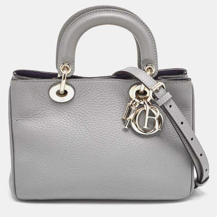 Dior Mini Diorissimo Tote in Grey Leather
