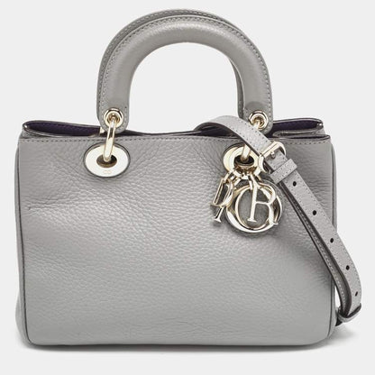 Dior Mini Diorissimo Tote in Grey Leather