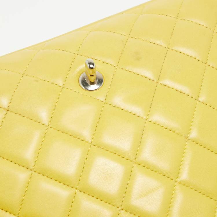 Chanel Yellow Quilted Lambskin Maxi Classic Single Flap Bag – Fair Condition