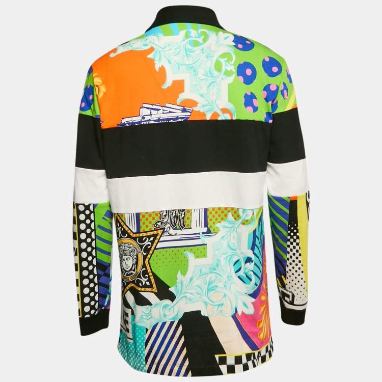Versace Multicolor Miami Print Polo T-Shirt M