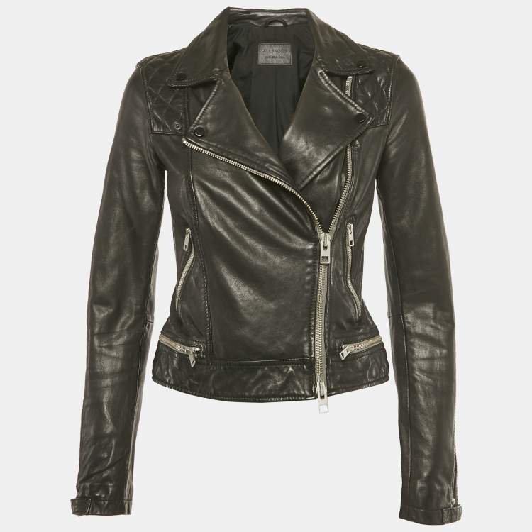 AllSaints Black Leather Biker Jacket – Women’s Size S