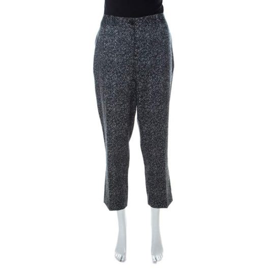 Michael Kors Dark Grey Chevron Print Stretch Wool Tapered Trousers – Size XL