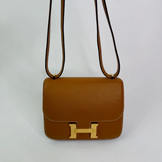 HERMÈS CONSTANCE 18 IN TOFFEE EPSOM LEATHER GHW