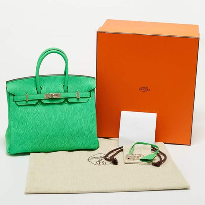 Hermès Vert Comic Togo Leather Palladium Finish Birkin 25 Bag