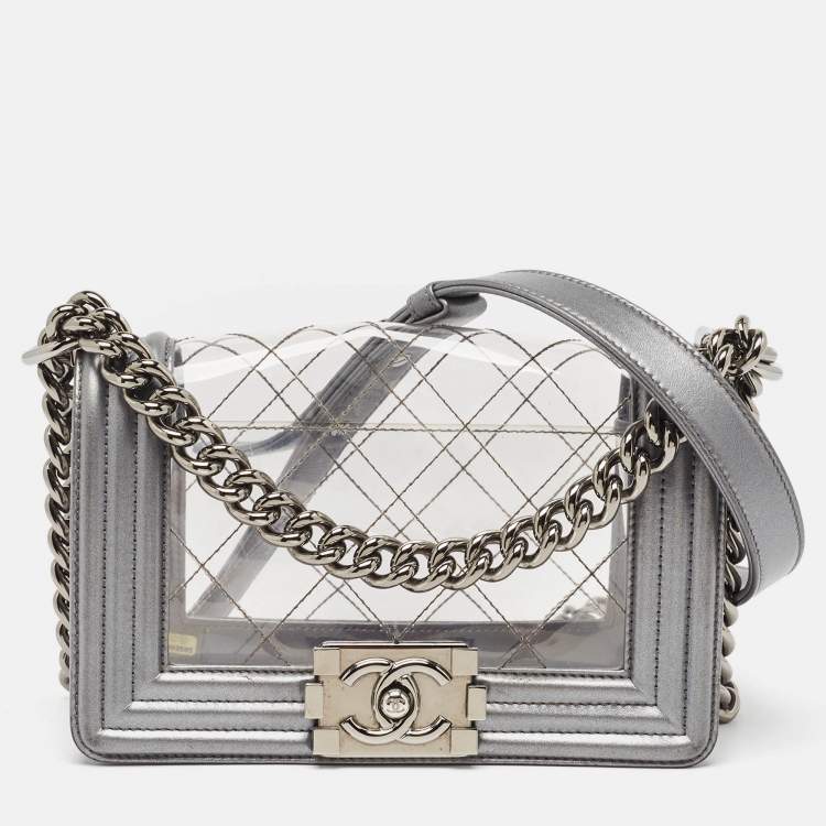 Chanel Grey/Clear Quilted PVC & Leather Small