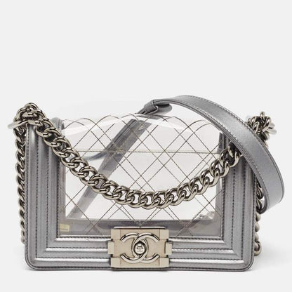 Chanel Grey/Clear Quilted PVC & Leather Small