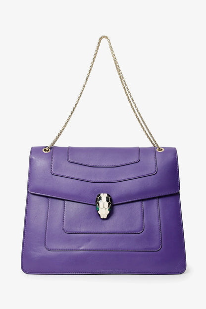 Bvlgari Purple Serpenti Forever Large Flap Bag