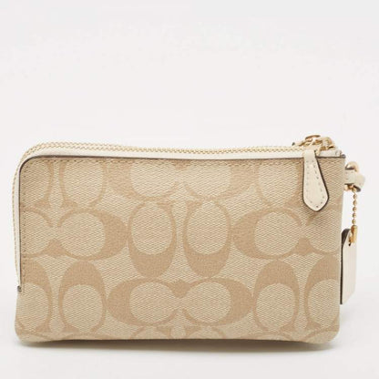 Coach Signature Double Zip Wristlet Pouch