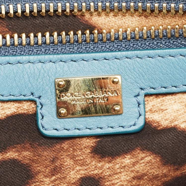 Dolce & Gabbana Blue Raffia Leather Bag