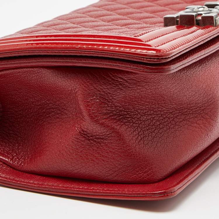 Chanel Red Quilted Leather & Patent Leather Medium