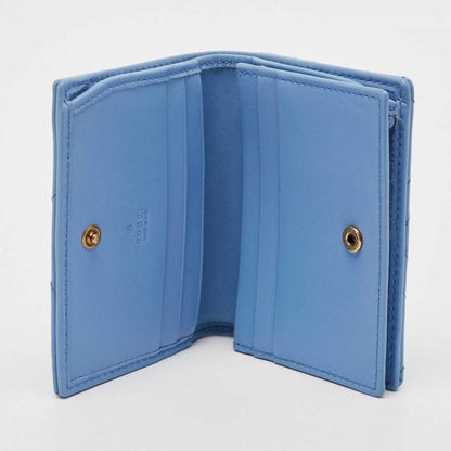 Gucci Blue Matelassé Leather GG Marmont Card Case