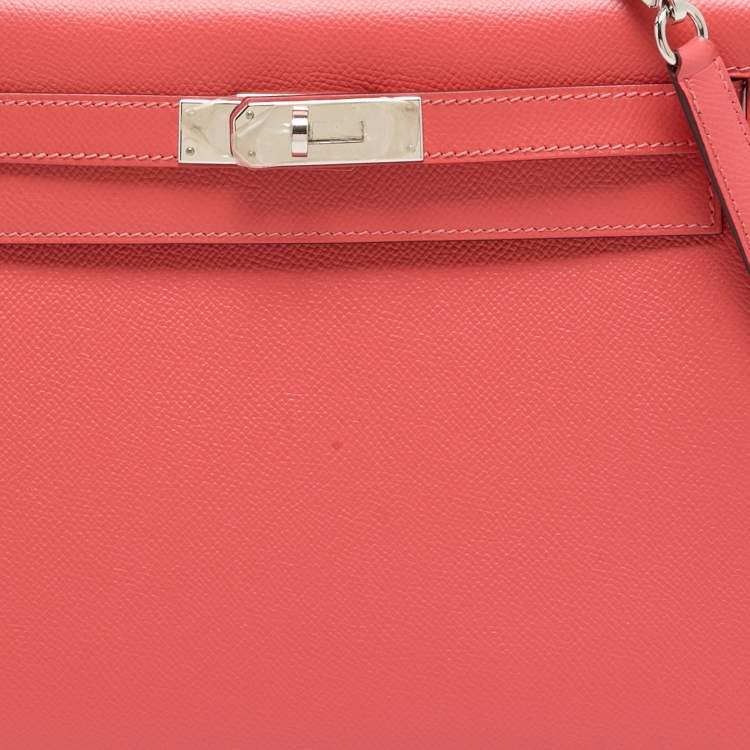 Hermès Rose Jaipur Epsom Leather Palladium Finish Kelly Sellier 28 Bag