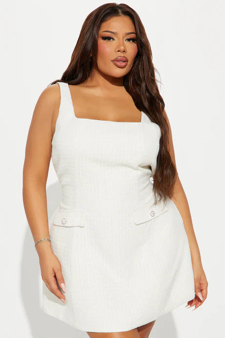 Leanna White Tweed Mini Dress – Pre-Order Bridal / Registry Look