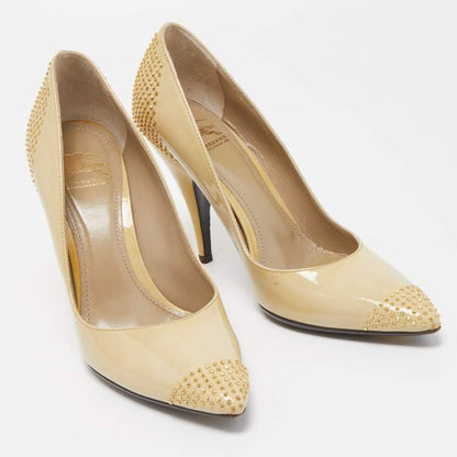 Burberry Beige Patent Leather Studded Pumps Size 38