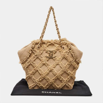 Chanel Beige Tweed CC Nature Tote Bag