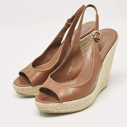 Sergio Rossi Leather Espadrille Sandals Size 41