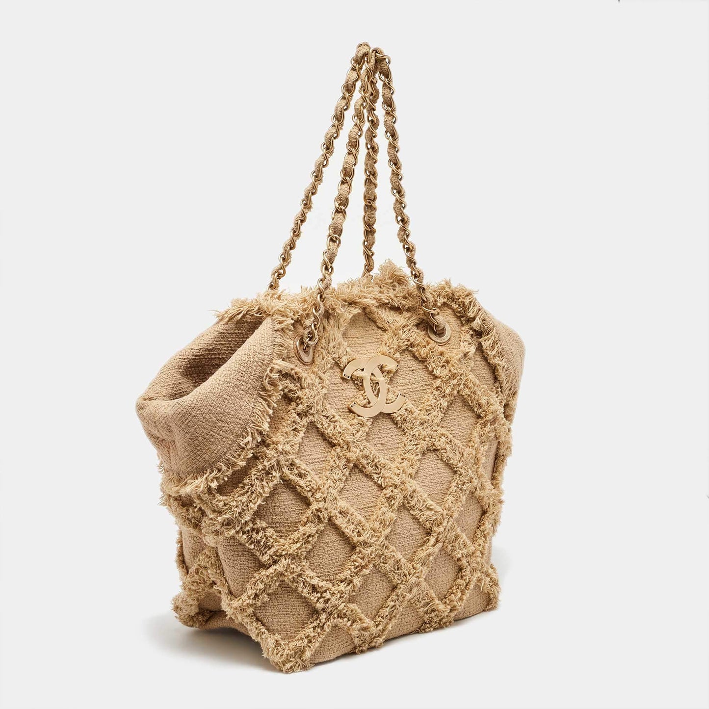 Chanel Beige Tweed CC Nature Tote Bag