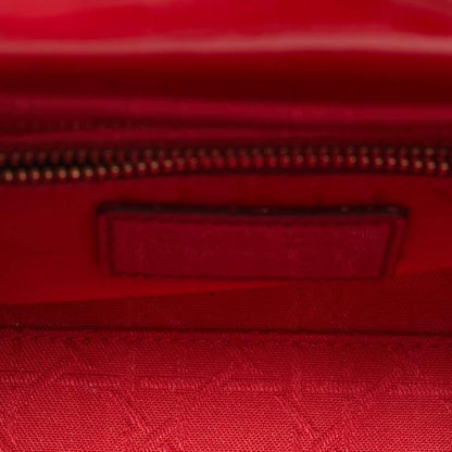 Dior Lady Dior Mini Red Cannage Patent Leather Tote Bag