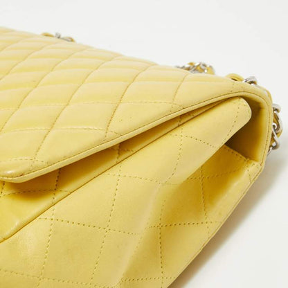 Chanel Yellow Quilted Lambskin Maxi Classic Single Flap Bag – Fair Condition