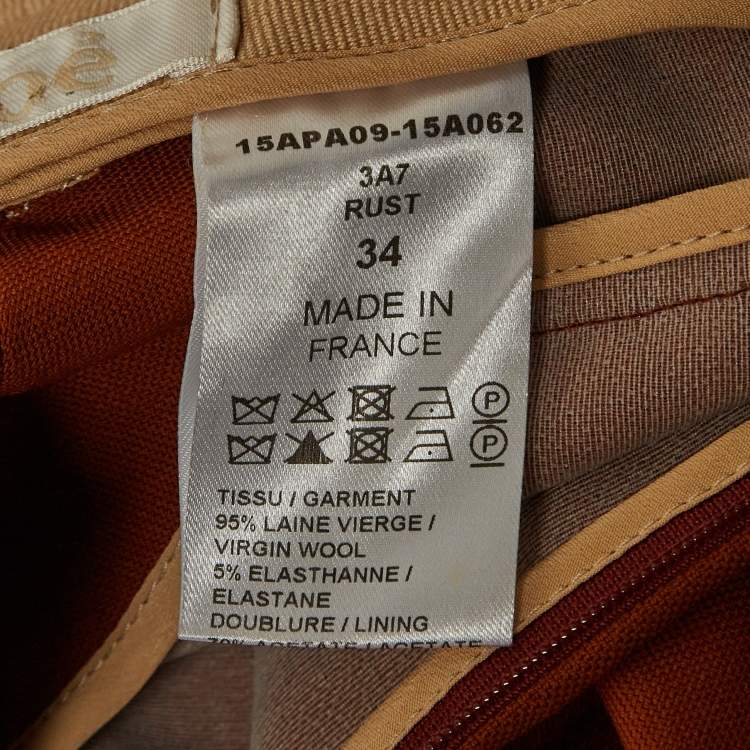 Chloé Brown Rust Virgin Wool Wide Leg Pants – Size S