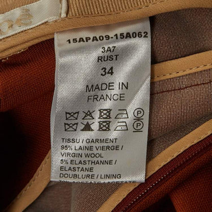 Chloé Brown Rust Virgin Wool Wide Leg Pants – Size S