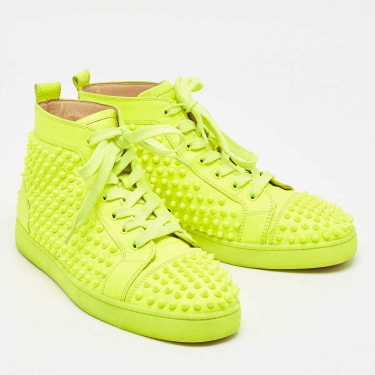 Christian Louboutin Green Leather Louis Spikes Sneakers 44
