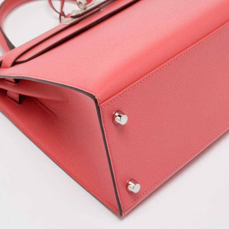 Hermès Rose Jaipur Epsom Leather Palladium Finish Kelly Sellier 28 Bag