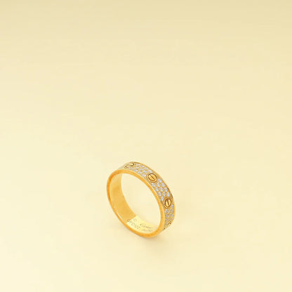Cartier 18K Yellow Gold Love Pave Diamond Ring