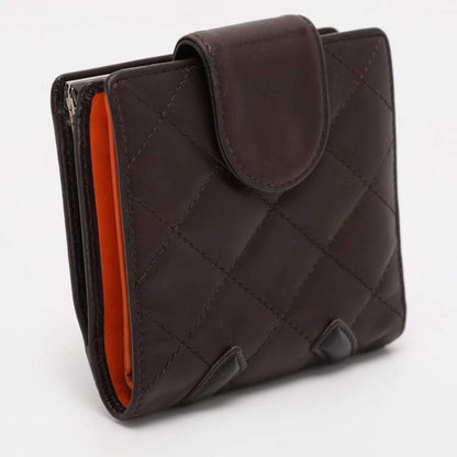 Chanel Brown Quilted Leather Cambon Ligne Compact Wallet