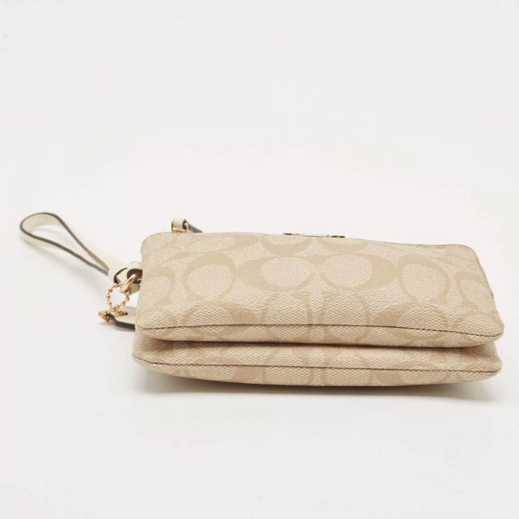 Coach Signature Double Zip Wristlet Pouch