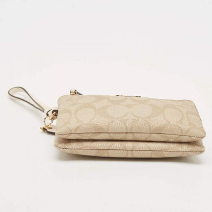 Coach Signature Double Zip Wristlet Pouch