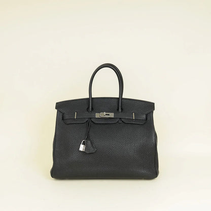 Hermes Noir Retourne Birkin 35 Bag