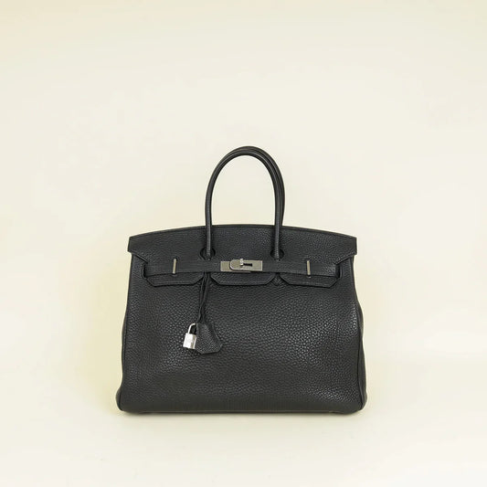Hermes Noir Retourne Birkin 35 Bag
