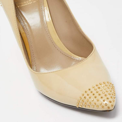 Burberry Beige Patent Leather Studded Pumps Size 38