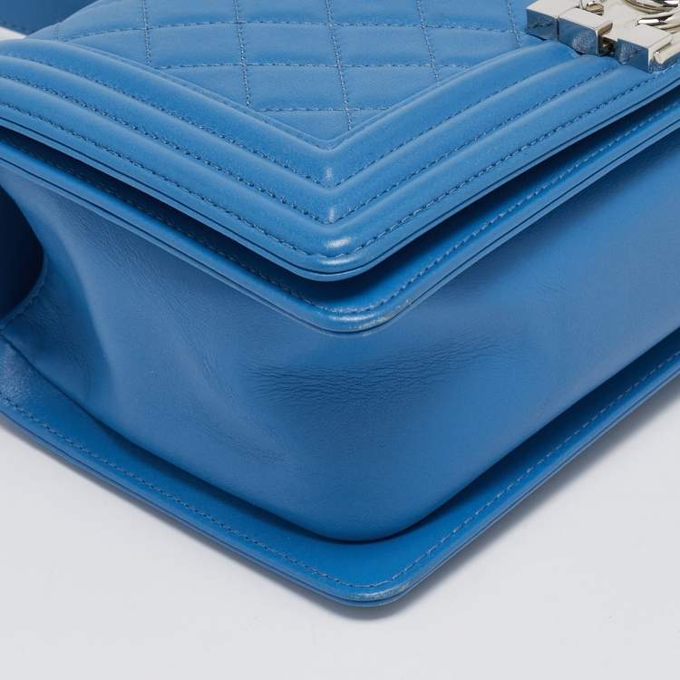 Chanel Medium Boy Bag in Light Blue Quilted Leather