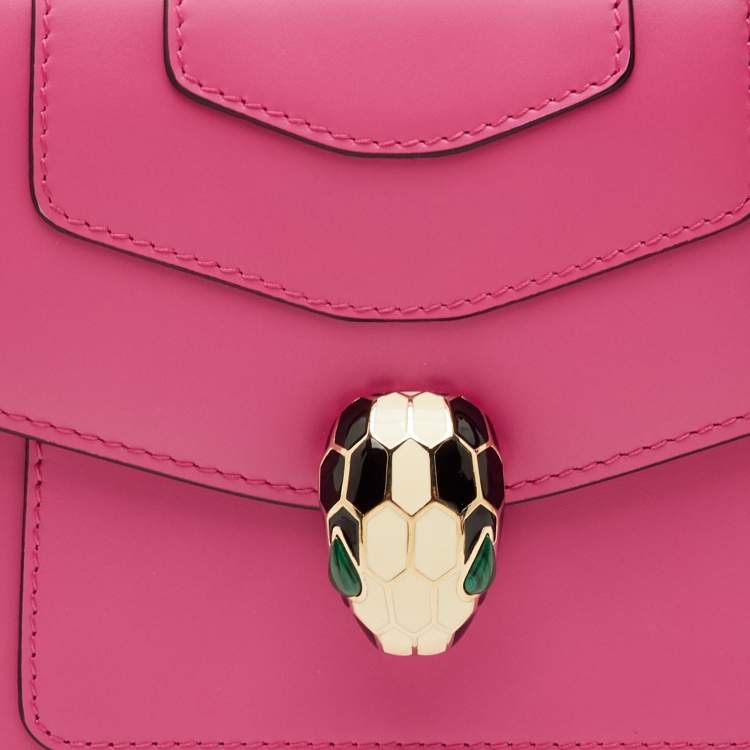 Bvlgari Serpenti Forever Small Pink Leather Flap Top Handle Bag