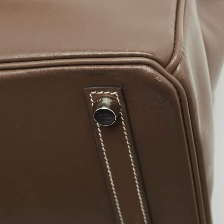 Hermès Birkin 25 Etoupe Tadelakt Leather Bag