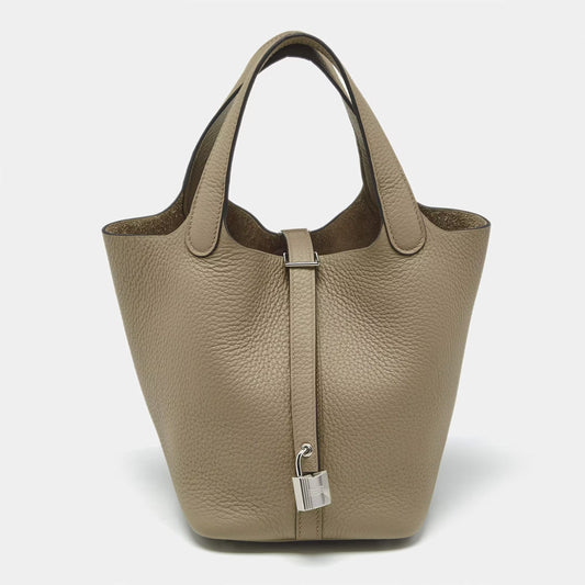 Hermès Beige Marfa Taurillon Clemence Leather Picotin Lock 18 Bag