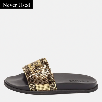 Fendi x Versace Gold & Black Mesh Pool Slides 44