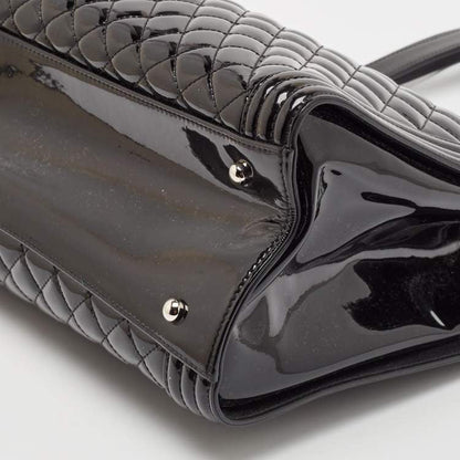Chanel Black Quilted Patent Leather Large Shopper Tote