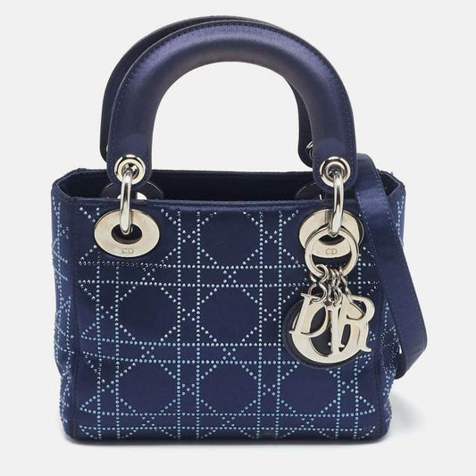Dior Mini Lady Dior Tote – Navy Blue Crystal Satin Cannage