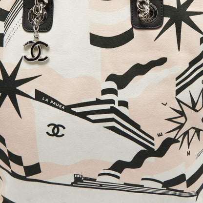 Chanel La Pausa Bay Multicolor Canvas Tote with Leather & Chain Handles