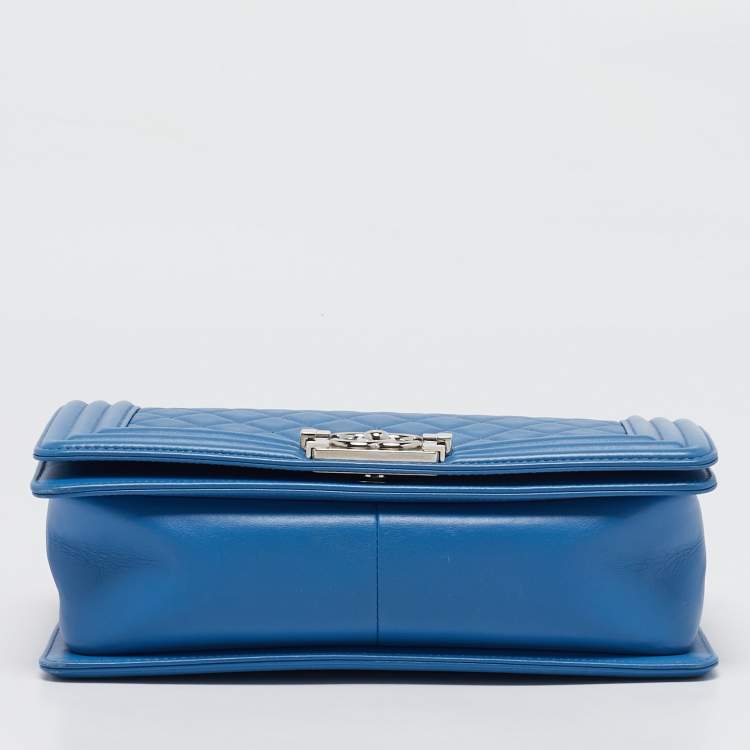 Chanel Medium Boy Bag in Light Blue Quilted Leather