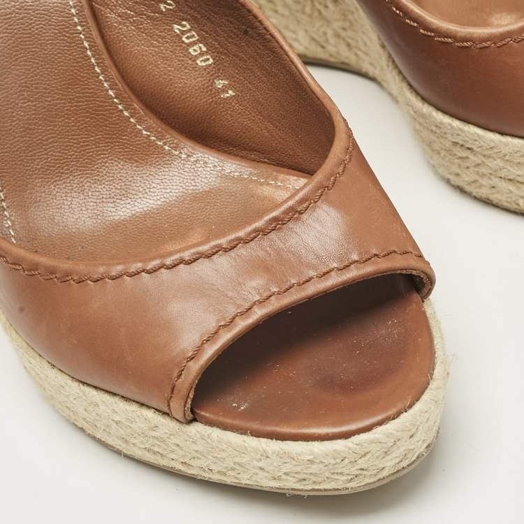 Sergio Rossi Leather Espadrille Sandals Size 41