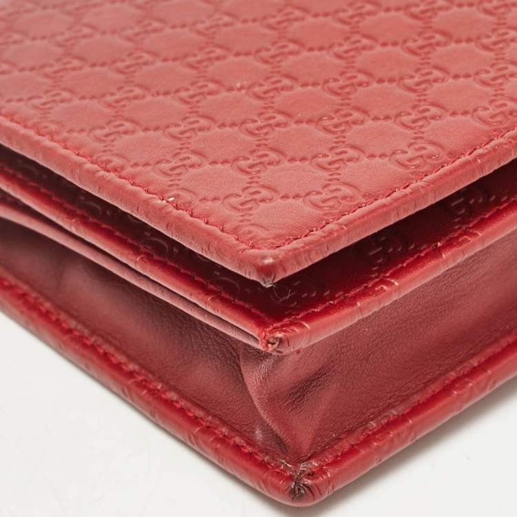 Gucci Red Leather Flap Wallet on Strap