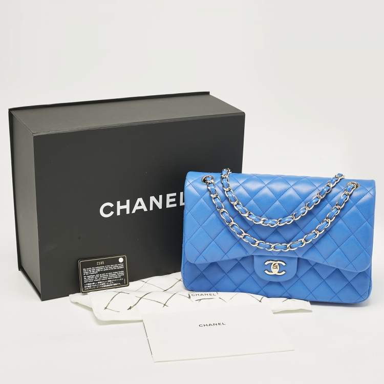 Chanel Blue Quilted Leather Jumbo Classic Double Flap Bag
