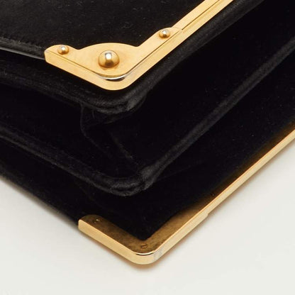 Prada Cahier Black Velvet and Leather Shoulder Bag