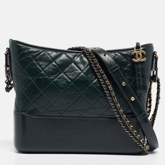 Chanel Green Aged Calfskin Medium Gabrielle Hobo Bag